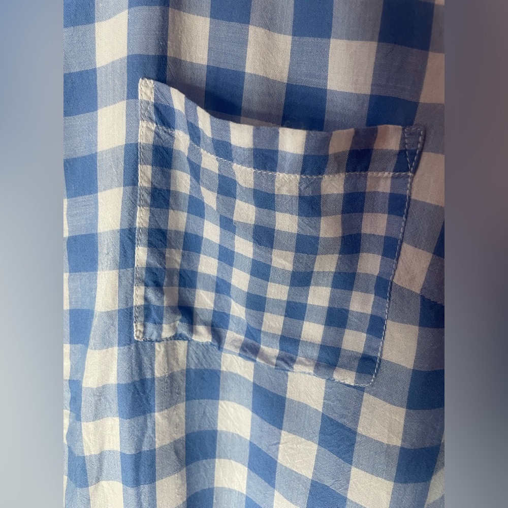 Crown & Ivy blue  & white Gingham Check white  Collared Long Sleeve Shirt - Picture 4 of 7